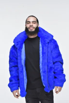 Men’s Rabbit Hooded Bomber Jacket - Royal Blue