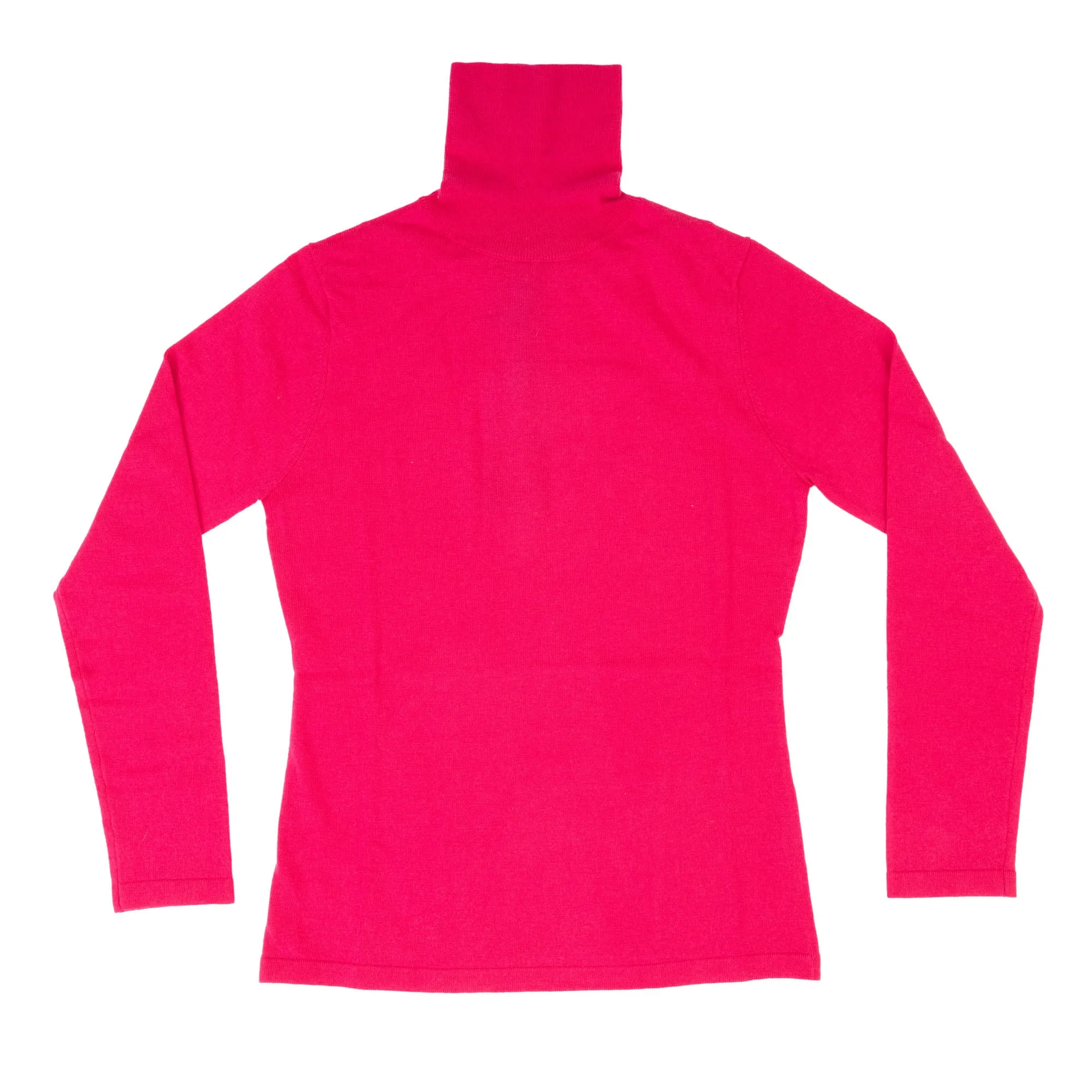 100% Merino Ladies Polo Neck Sweater Lipstick