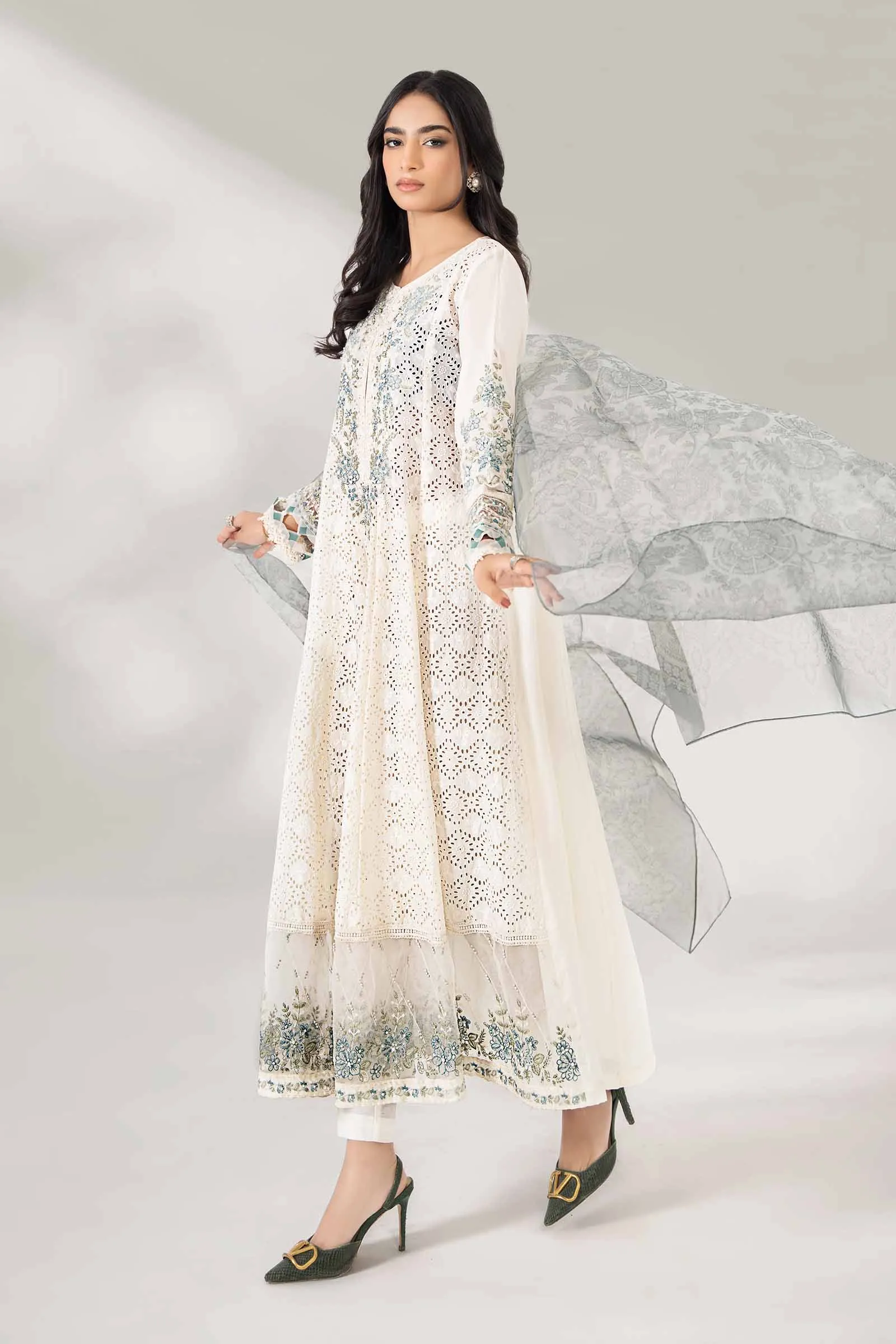 3 Piece Embroidered Net Suit | DW-EA24-08