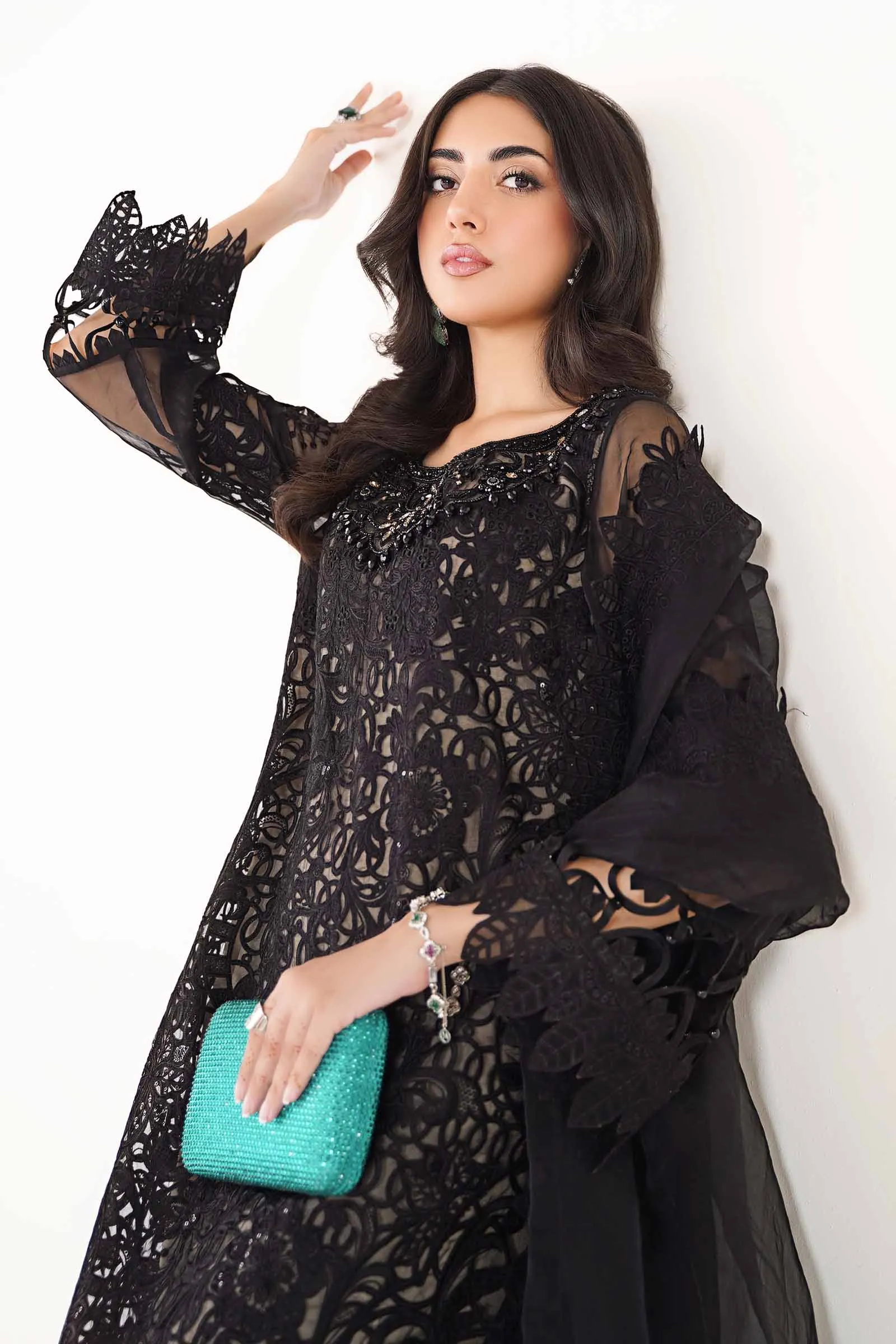 3 Piece Embroidered Organza Suit | SF-EA24-34