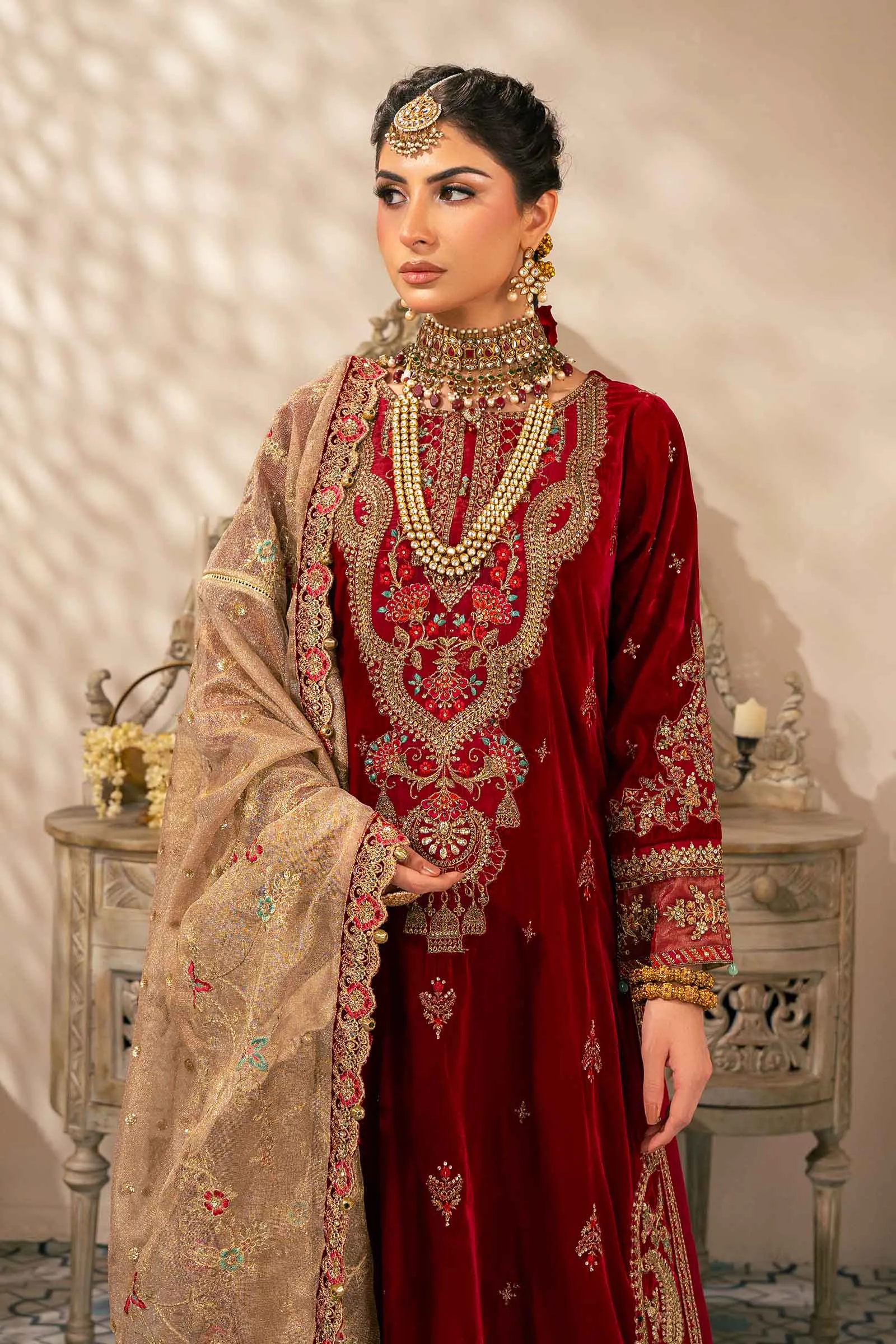 3 Piece Embroidered Velvet Suit | SF-W24-29