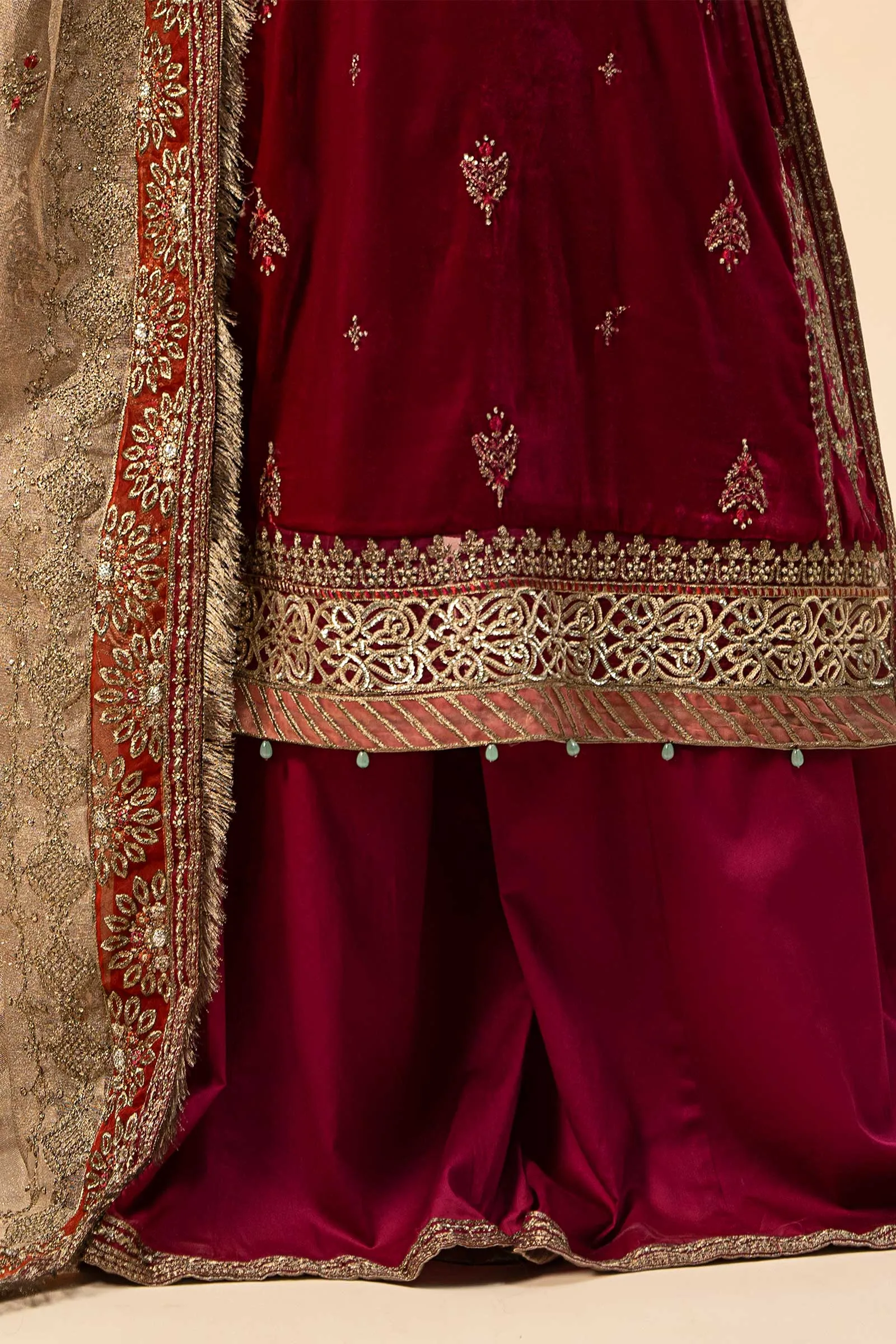 3 Piece Embroidered Velvet Suit | SF-W24-29