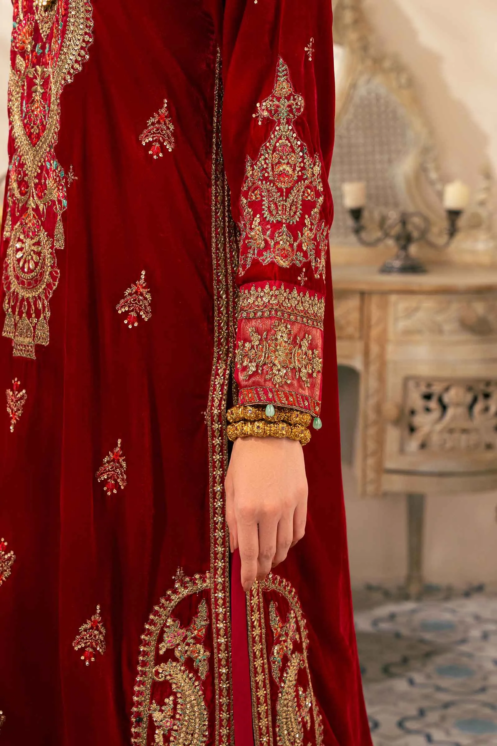 3 Piece Embroidered Velvet Suit | SF-W24-29