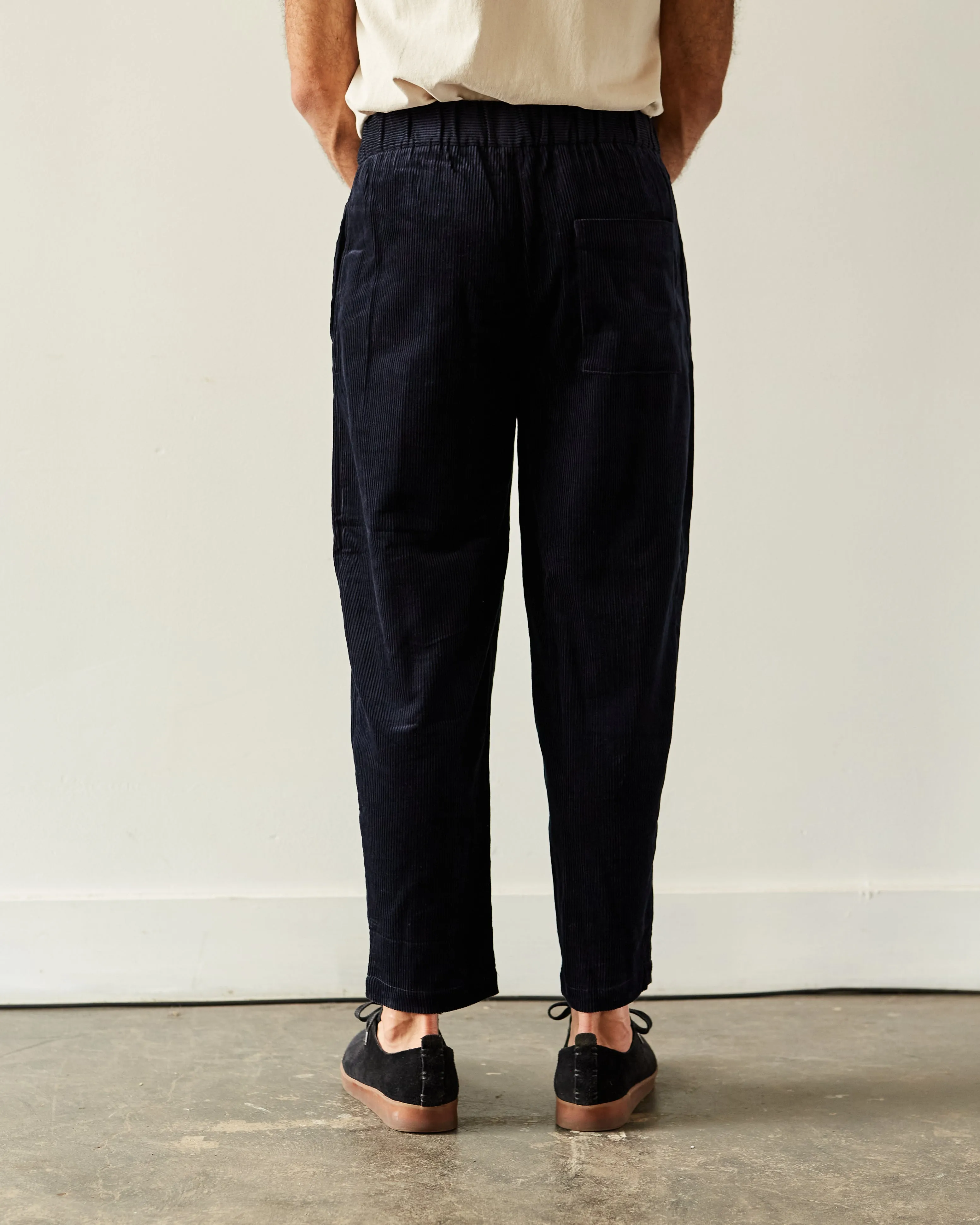 7115 Unisex Corduroy Elastic Pull-Up Trouser, Navy Black