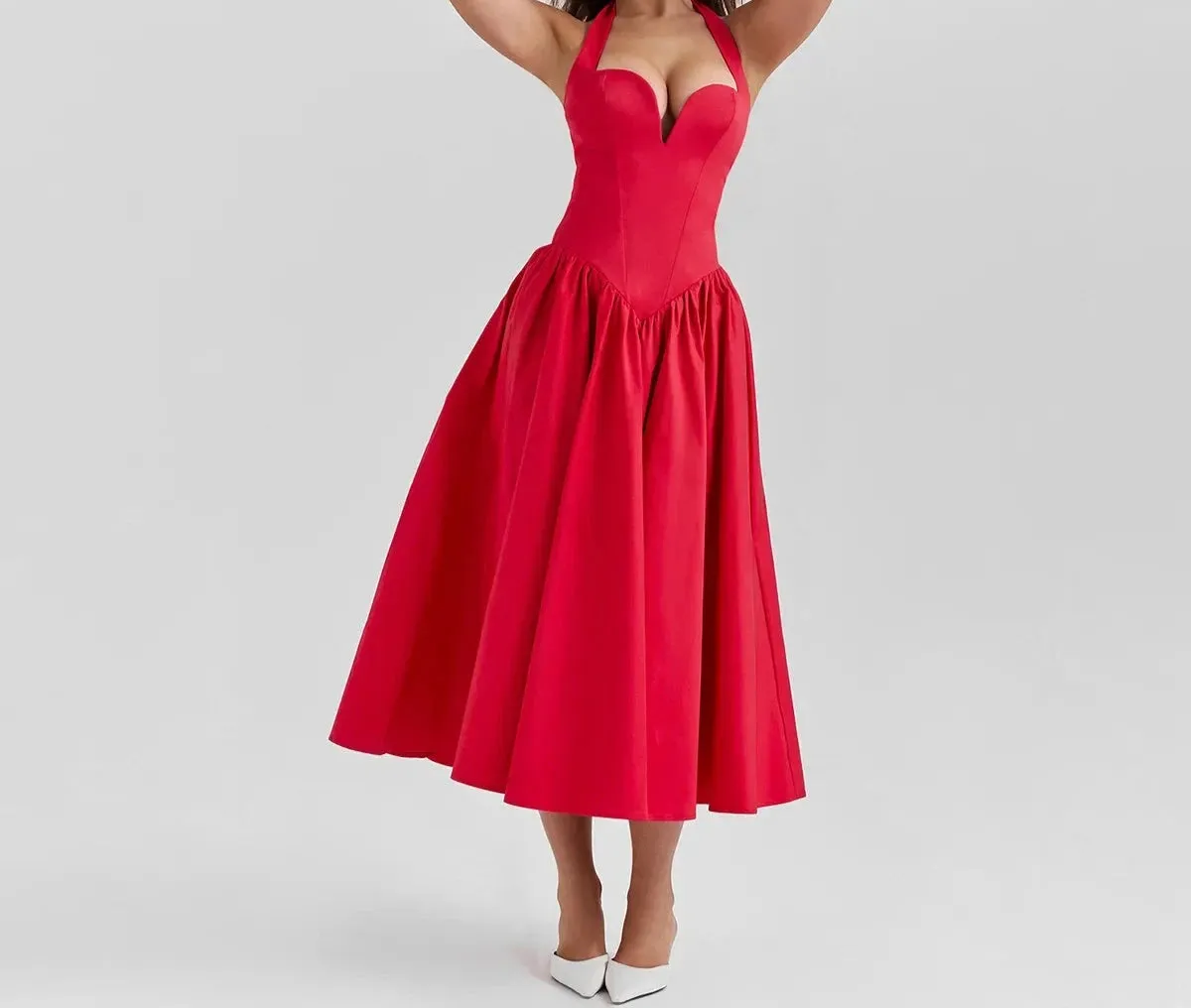 A&A Luxe Halter Flare Marilyn Dress