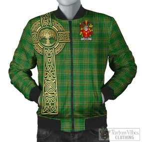 Adams Irish Clan Tartan Bomber Jacket with Coat of Arms Celtic Tree of Life Style