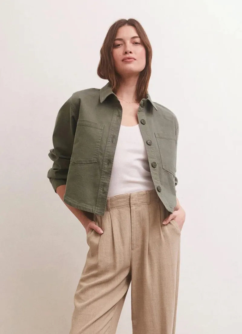 All Day Cropped Twill Jacket