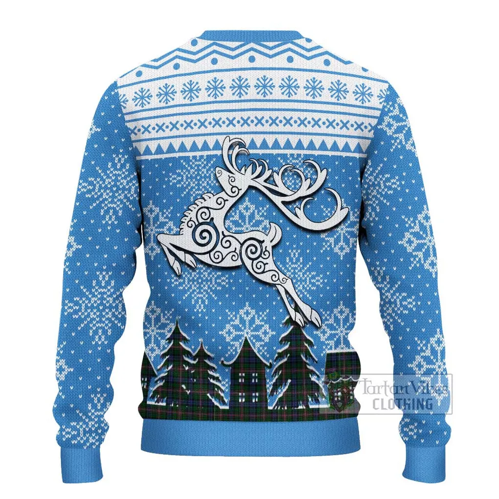 Allison Clan Christmas Ugly Sweater with Tartan and Celtic Reindeer Style