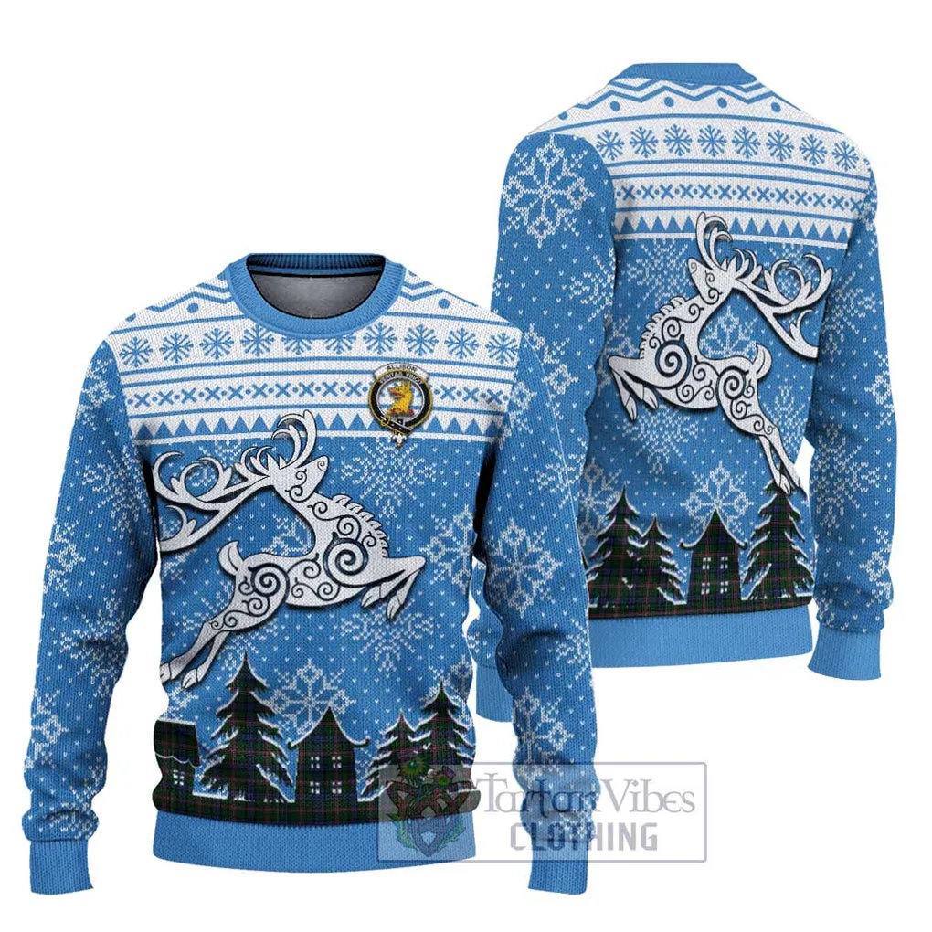 Allison Clan Christmas Ugly Sweater with Tartan and Celtic Reindeer Style