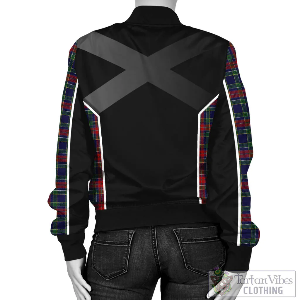 Allison Red Tartan Bomber Jacket with Family Crest and Scottish Thistle Vibes Sport Style