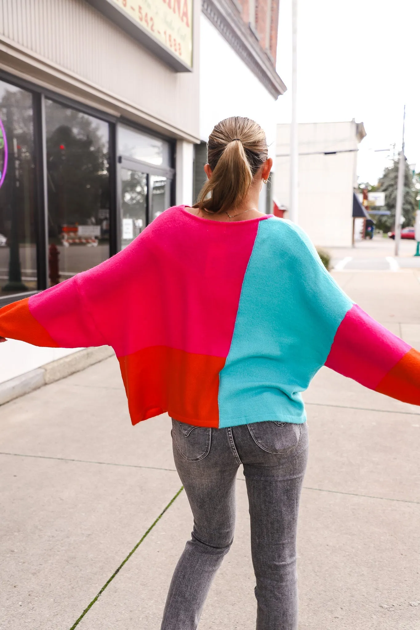 Amelia Loose Fit Color Block Sweater