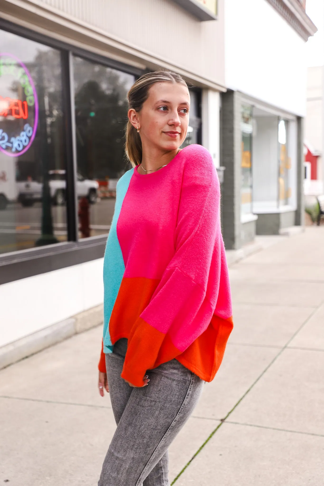 Amelia Loose Fit Color Block Sweater