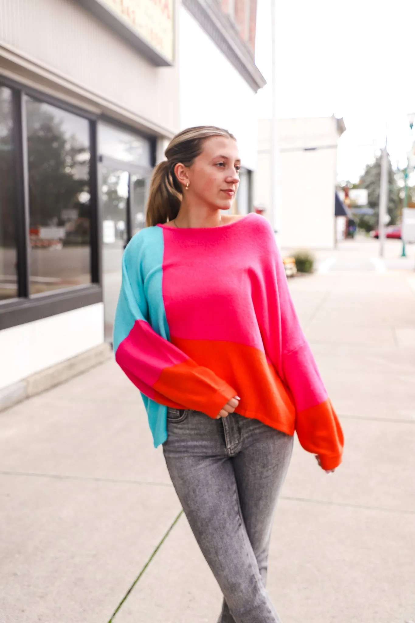 Amelia Loose Fit Color Block Sweater