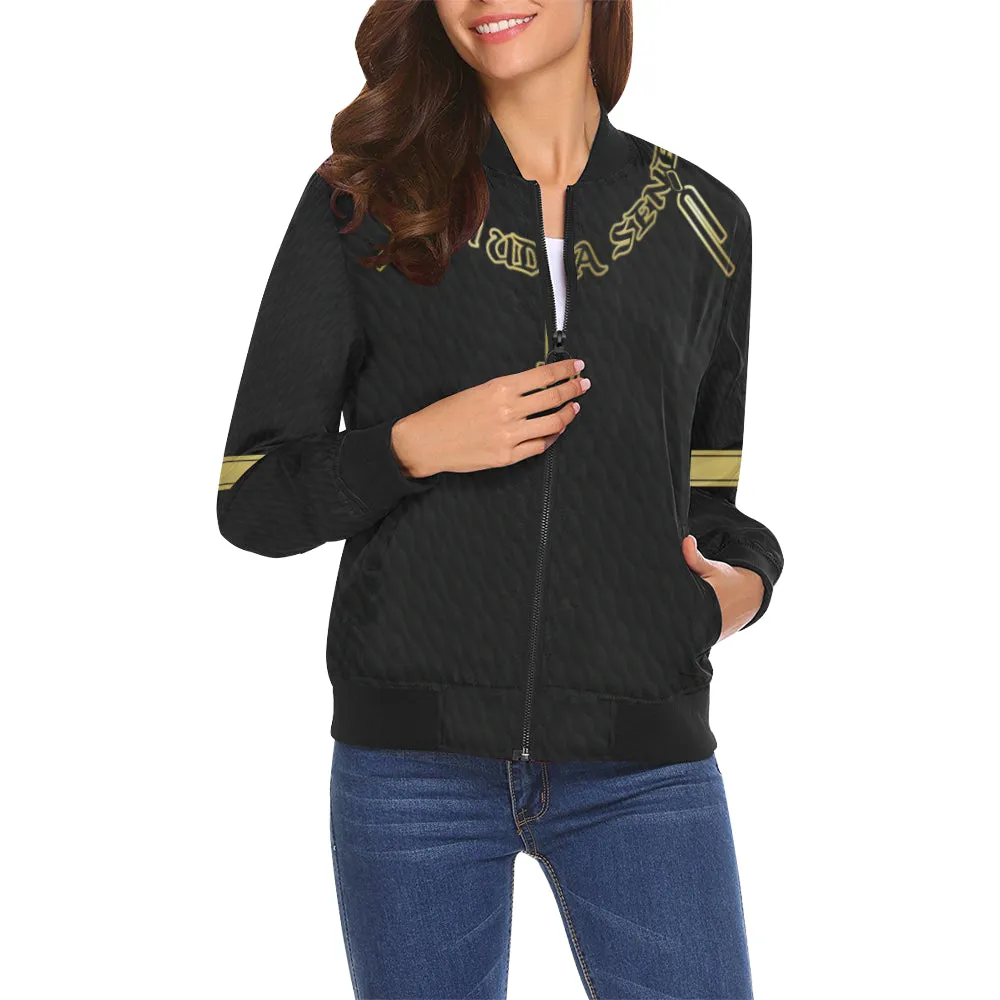 ANKH UDJA SENEB GOLD All Over Print Bomber Jacket for Women