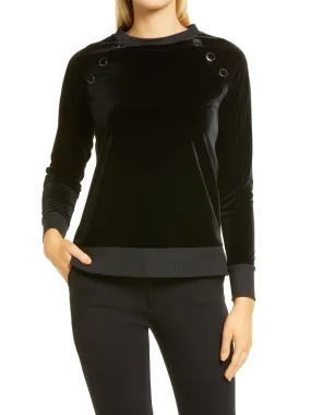 ANNE KLEIN Womens Black Raglan Sleeve Crew Neck Top