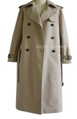 Autumn Double Breasted Windbreaker Long Trench Coat