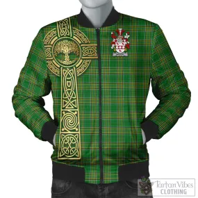 Bagley Irish Clan Tartan Bomber Jacket with Coat of Arms Celtic Tree of Life Style