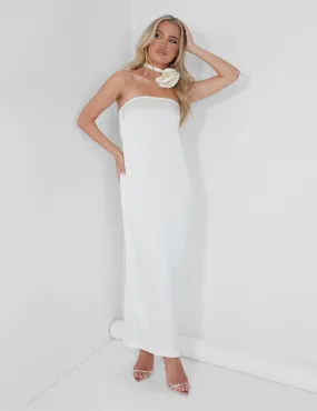 Bandeau Satin Maxi Dress Oyster