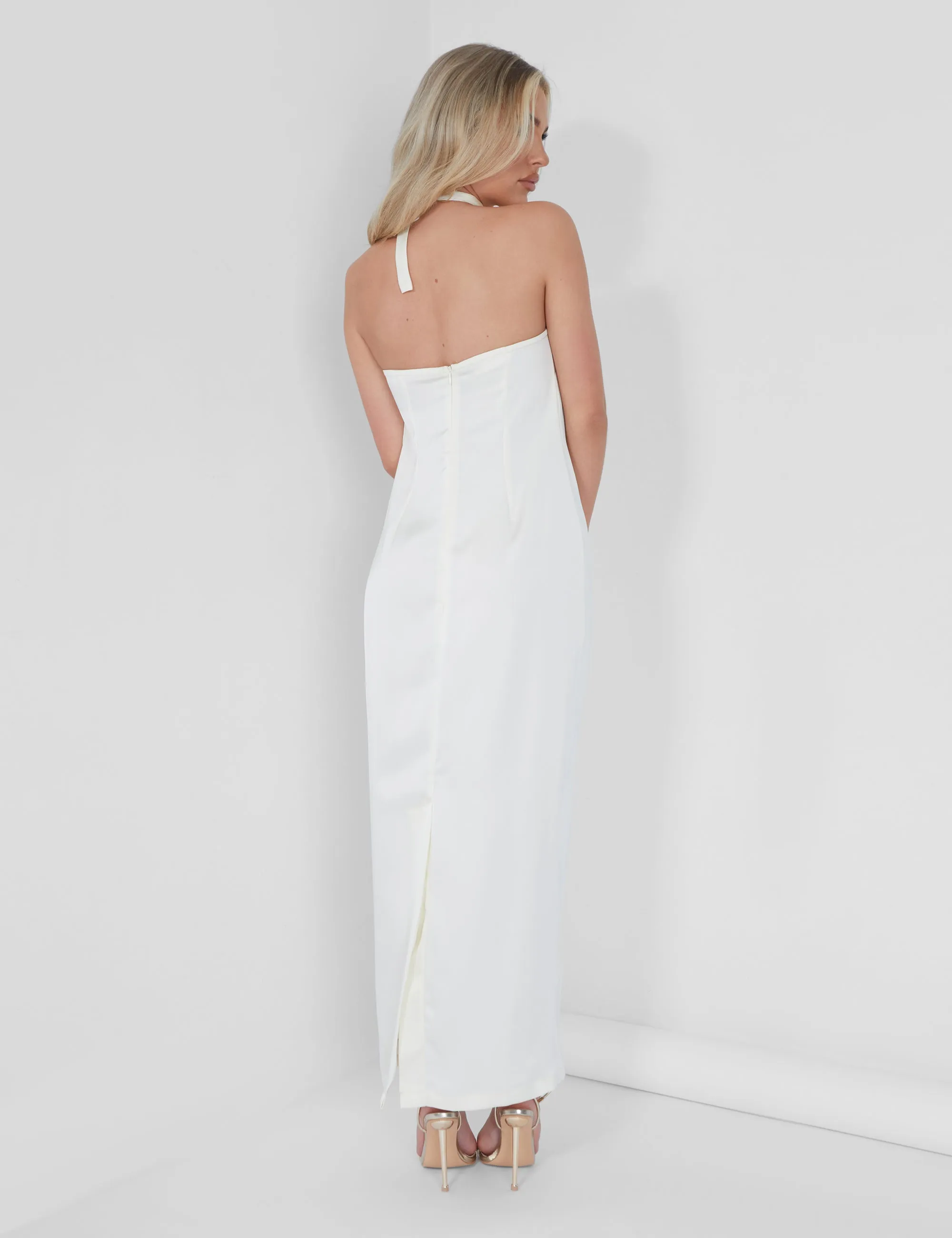 Bandeau Satin Maxi Dress Oyster