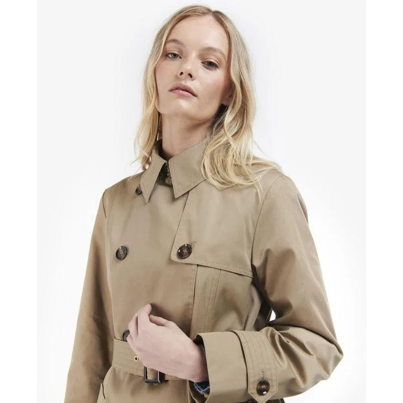 Barbour Greta Ladies Showerproof Trench - Rosewood/Rosewood Tartan