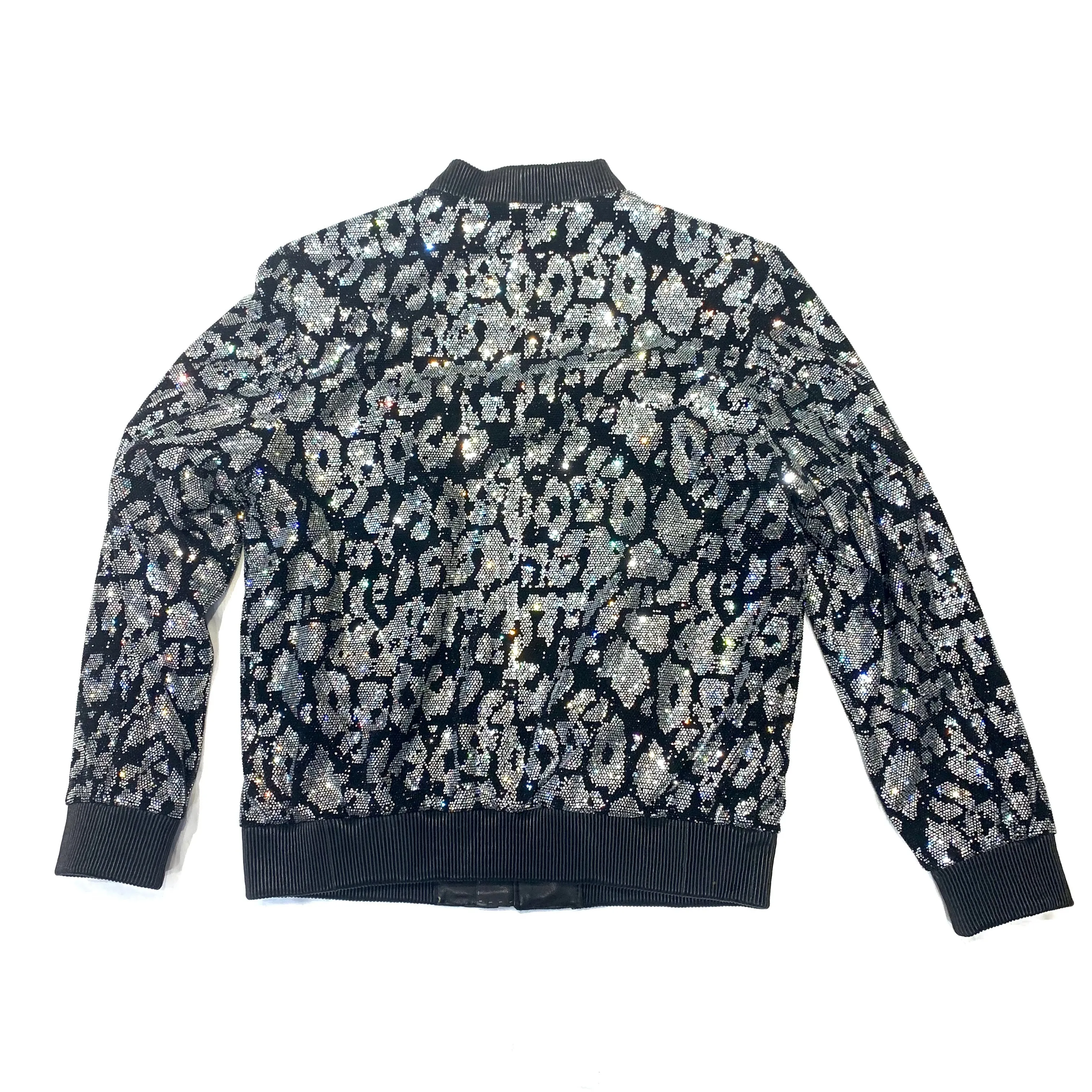 Barya NewYork Silver Black Crystal Bomber Jacket