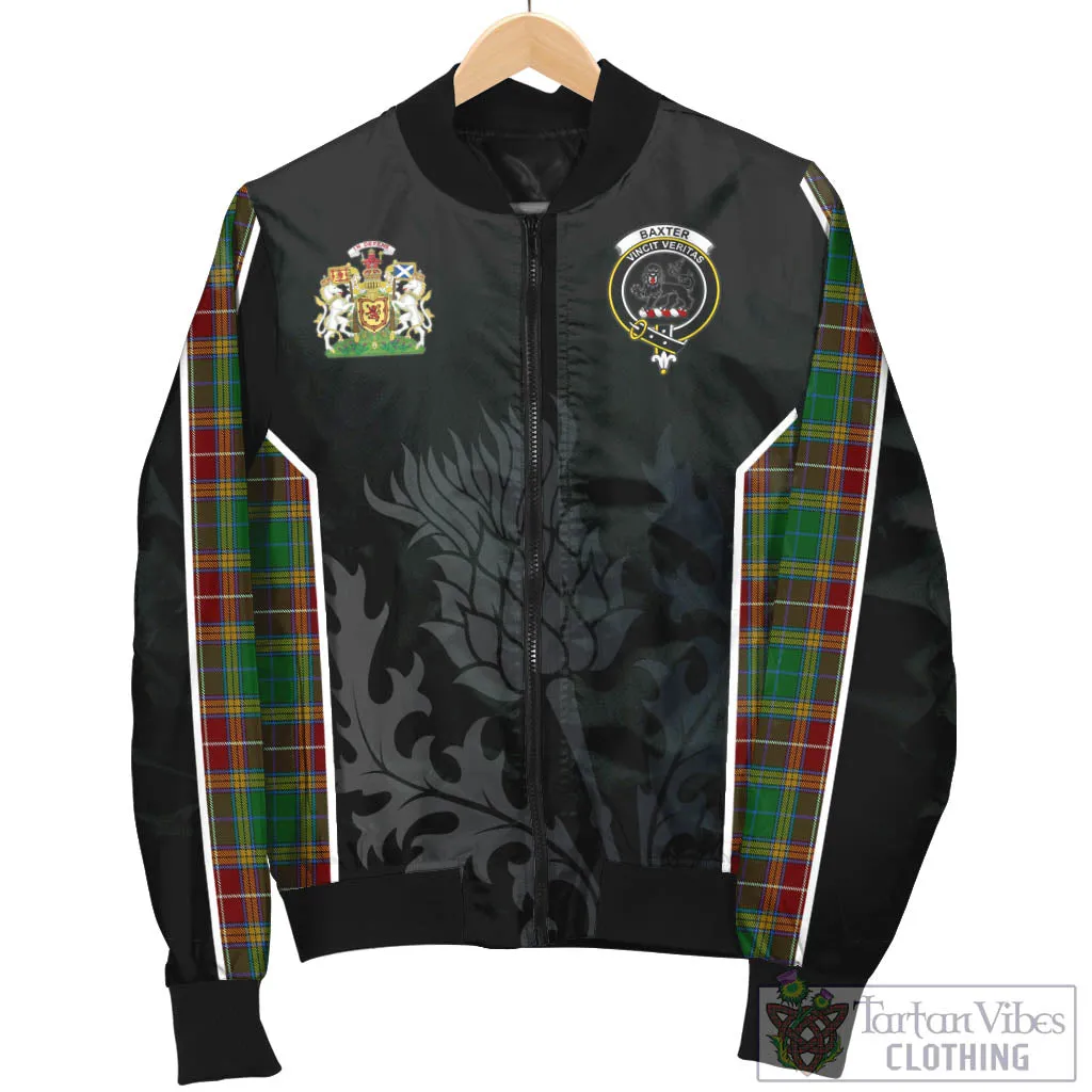 Baxter Tartan Bomber Jacket with Family Crest and Scottish Thistle Vibes Sport Style