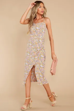 Beautiful Reward Peach Multi Floral Print Midi Dress