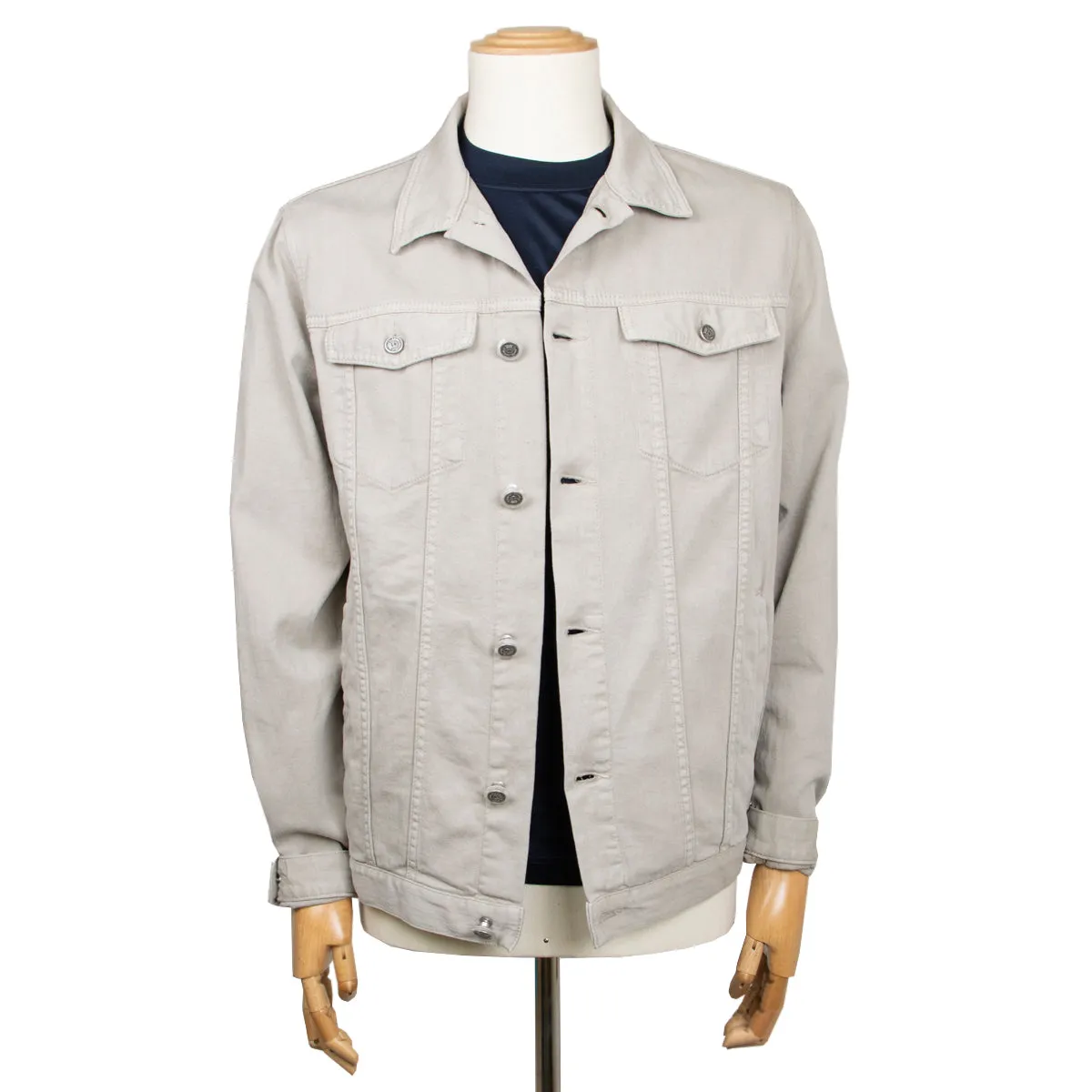 Beige 100% Cotton Twill Denim Jacket