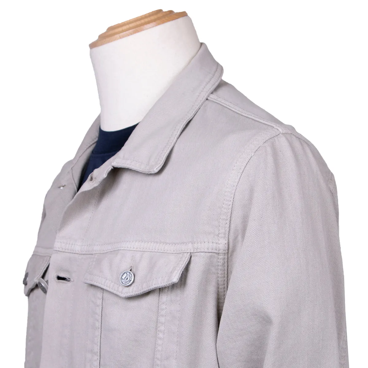 Beige 100% Cotton Twill Denim Jacket