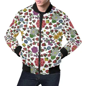 Berry Pop White All Over Print Bomber Jacket for Men