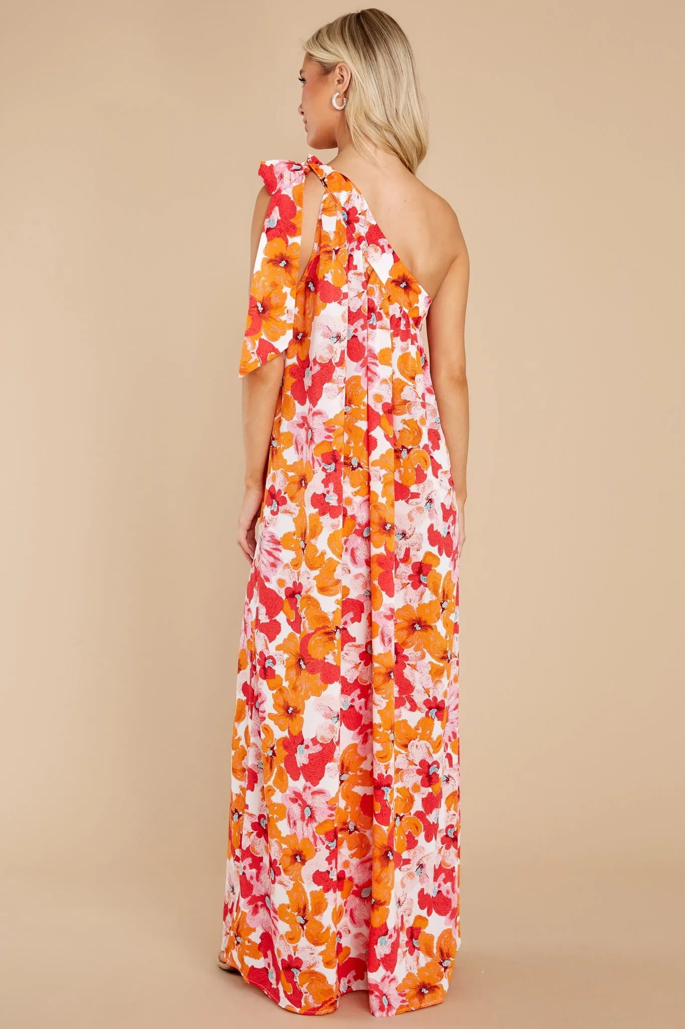 Beyond Expectation Orange Floral Print Maxi Dress