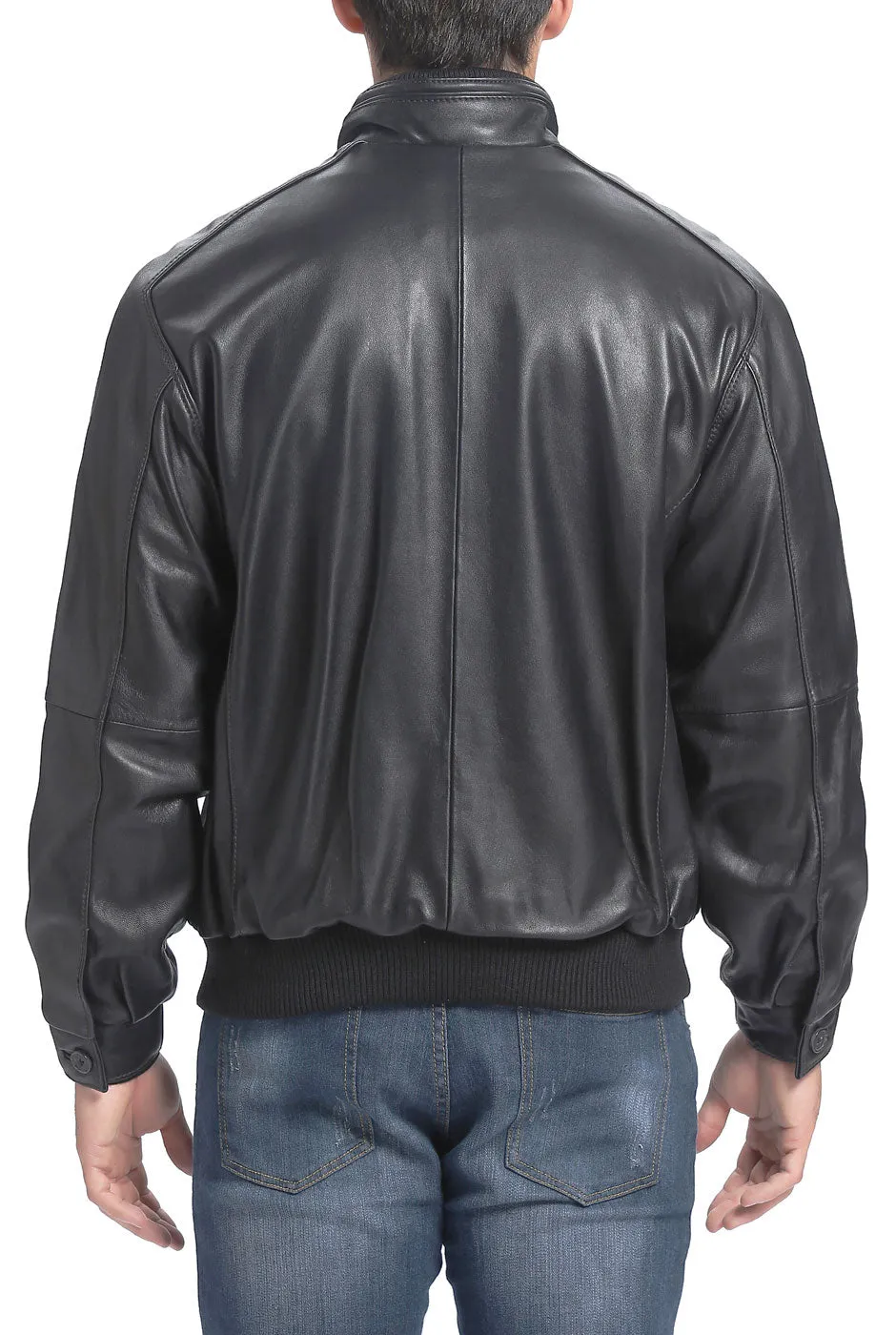 BGSD Men City Lambskin Leather Bomber Jacket