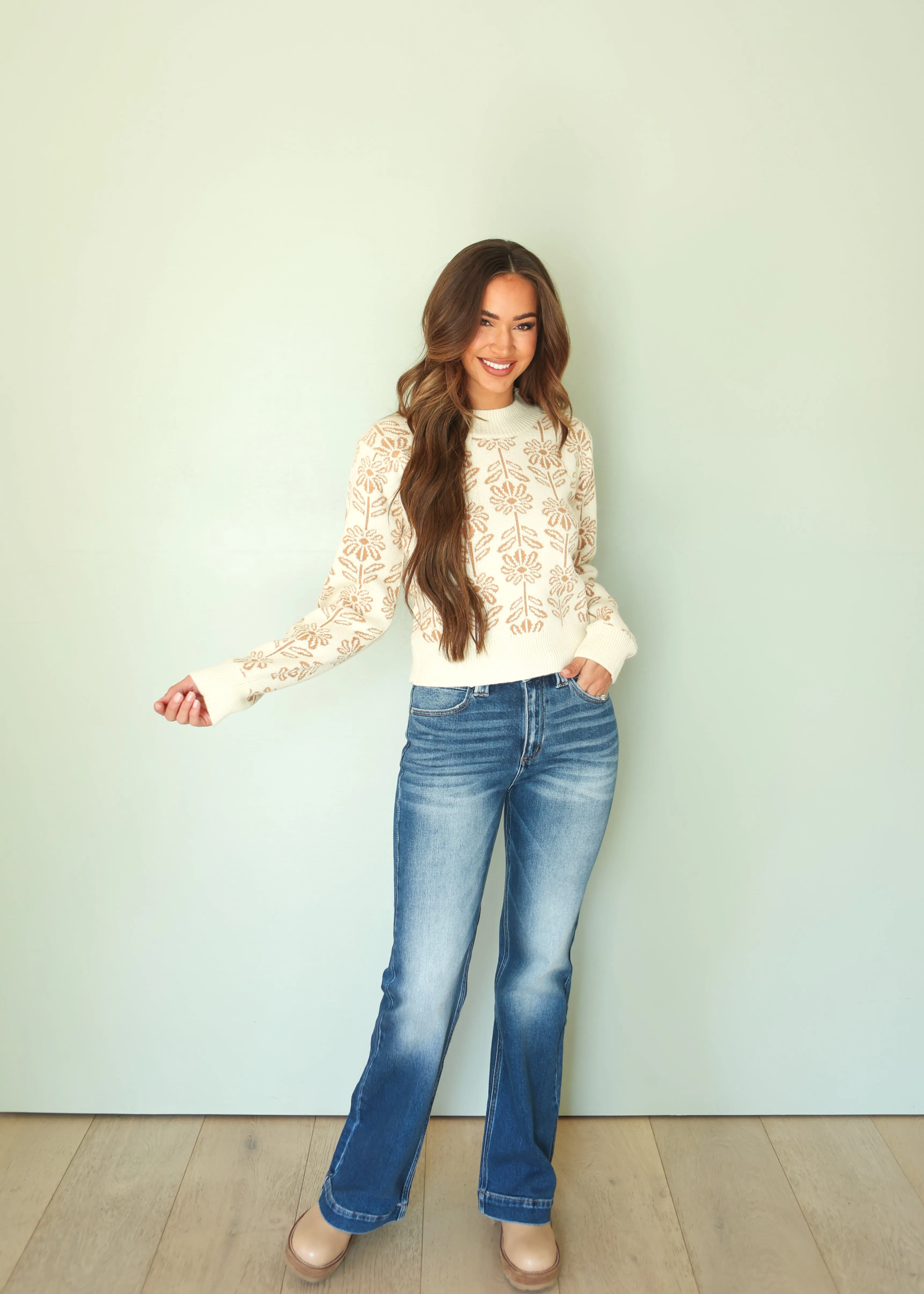 Billie Cream Flower Sweater - FINAL FEW -