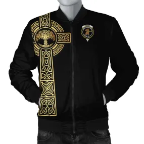 Binning Clan Bomber Jacket with Golden Celtic Tree Of Life