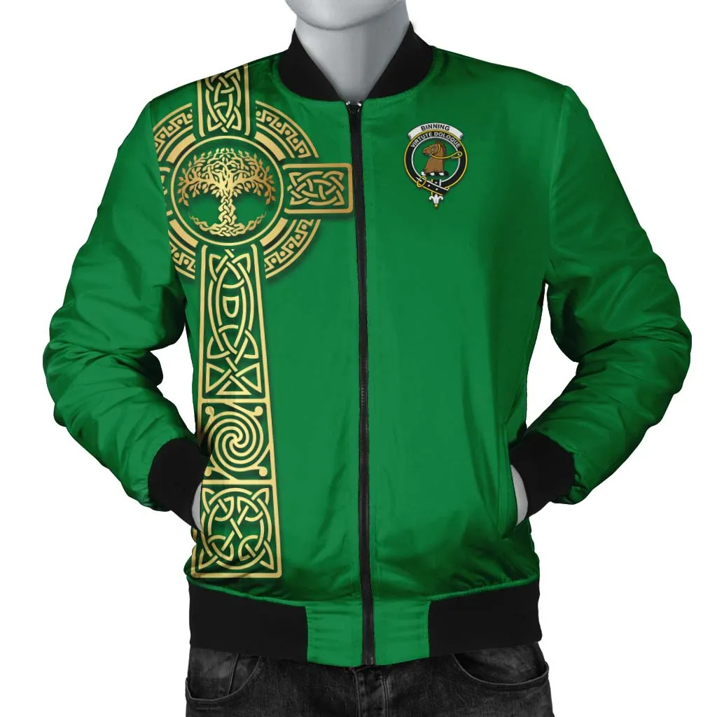 Binning Clan Bomber Jacket with Golden Celtic Tree Of Life