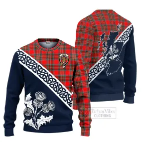 Binning Tartan Ugly Sweater Featuring Thistle and Scotland Map