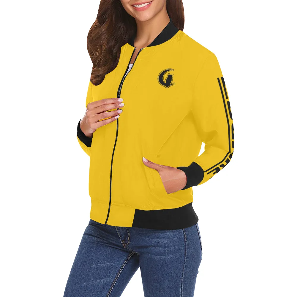 BLACC BORDER YELLOW All Over Print Bomber Jacket for Women