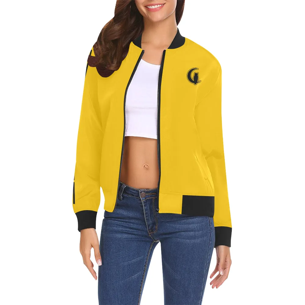 BLACC BORDER YELLOW All Over Print Bomber Jacket for Women