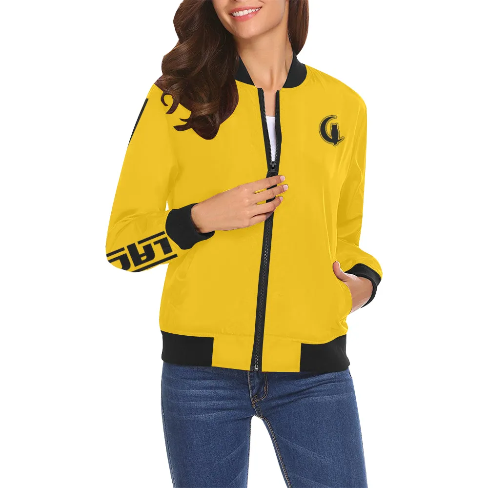 BLACC BORDER YELLOW All Over Print Bomber Jacket for Women