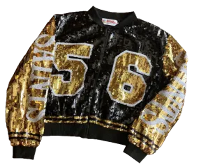 Black and Gold Bomber Jacket #56 By Poree's Embroidery