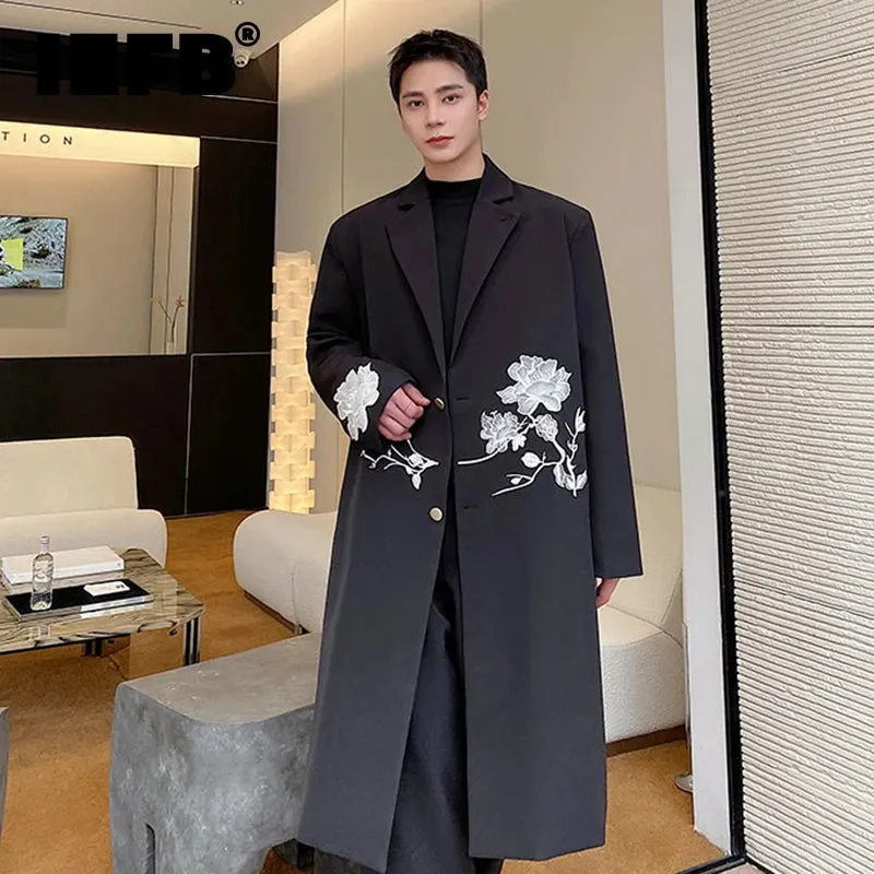 Black Chinese Embroidery Long Coat