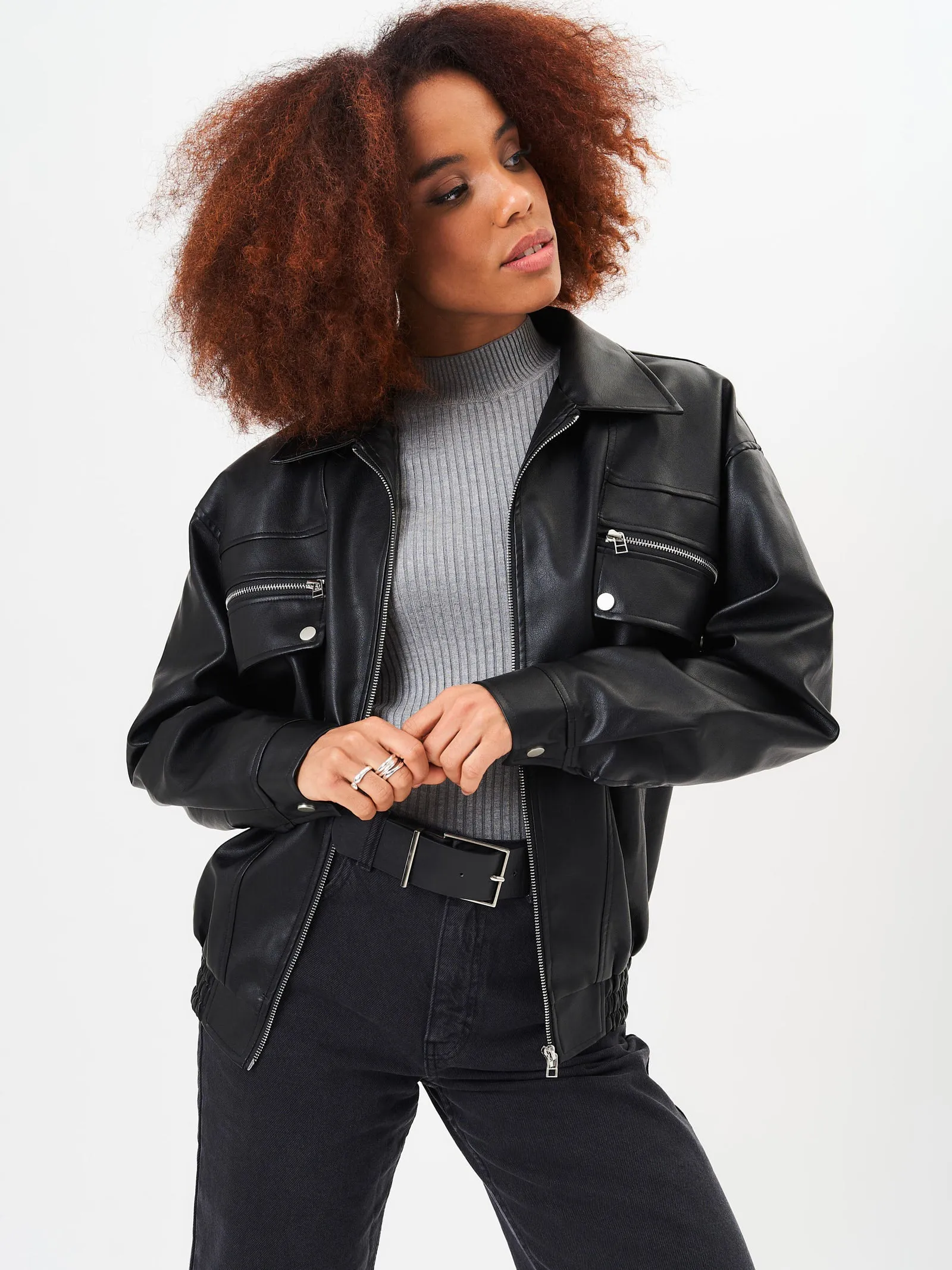 Black Faux Leather Jacket