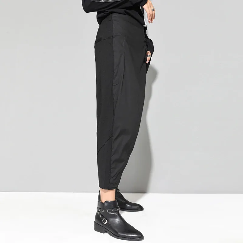 Black Patchwork Trousers Women's