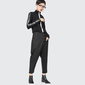 Black Patchwork Trousers Women's