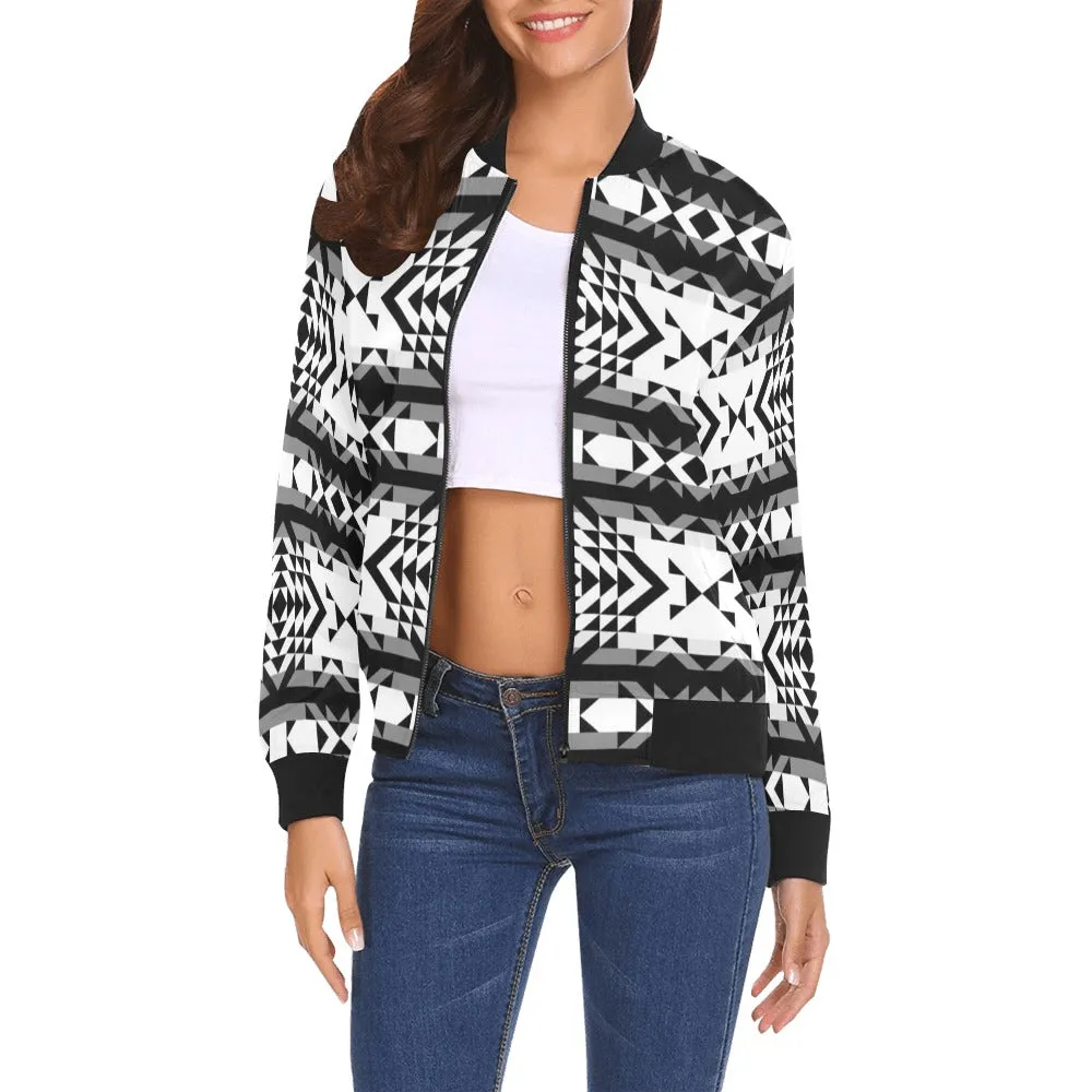 Black Rose Blizzard Bomber Jacket for Women