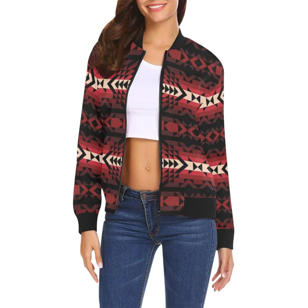 Black Rose Bomber Jacket for Women