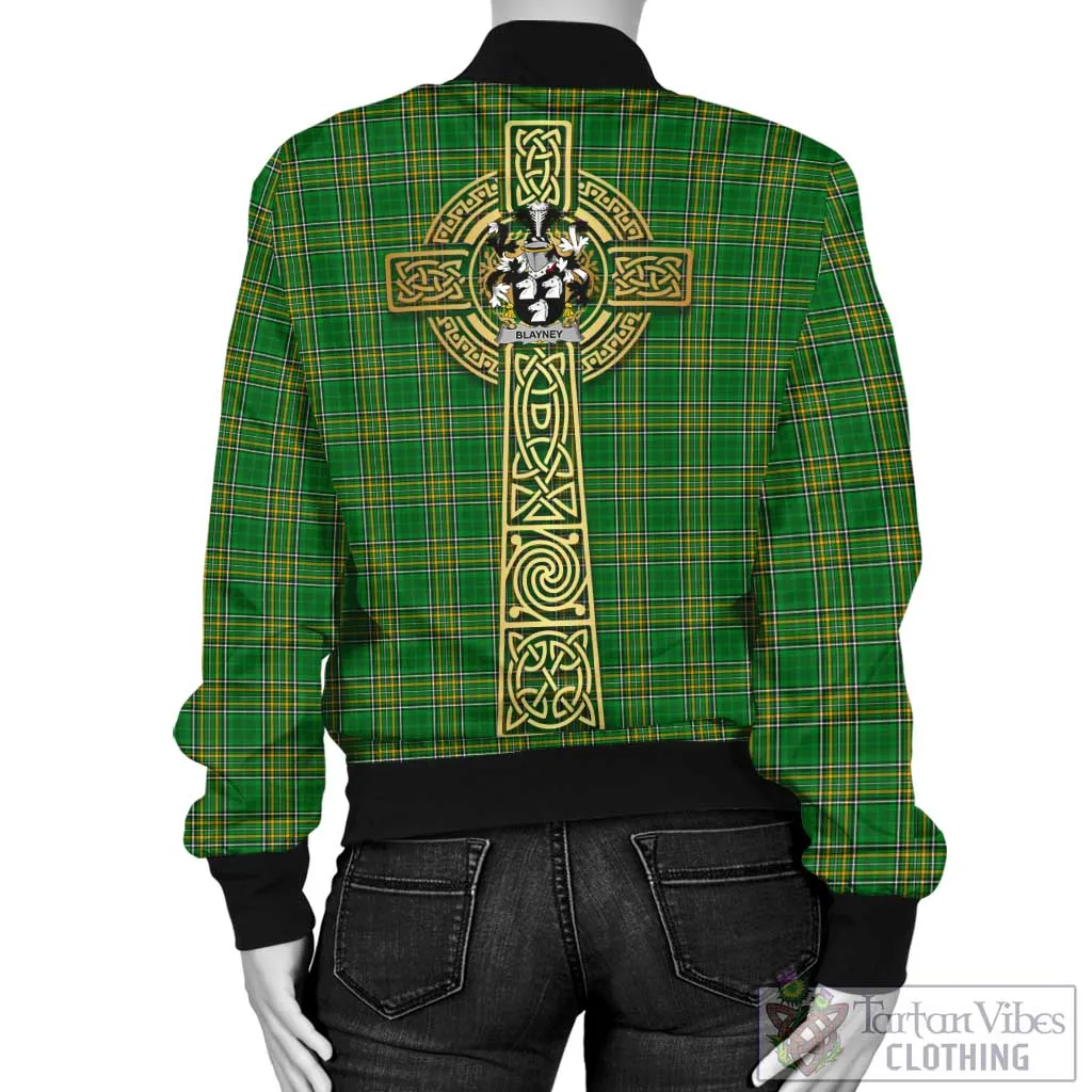 Blayney Irish Clan Tartan Bomber Jacket with Coat of Arms Celtic Tree of Life Style