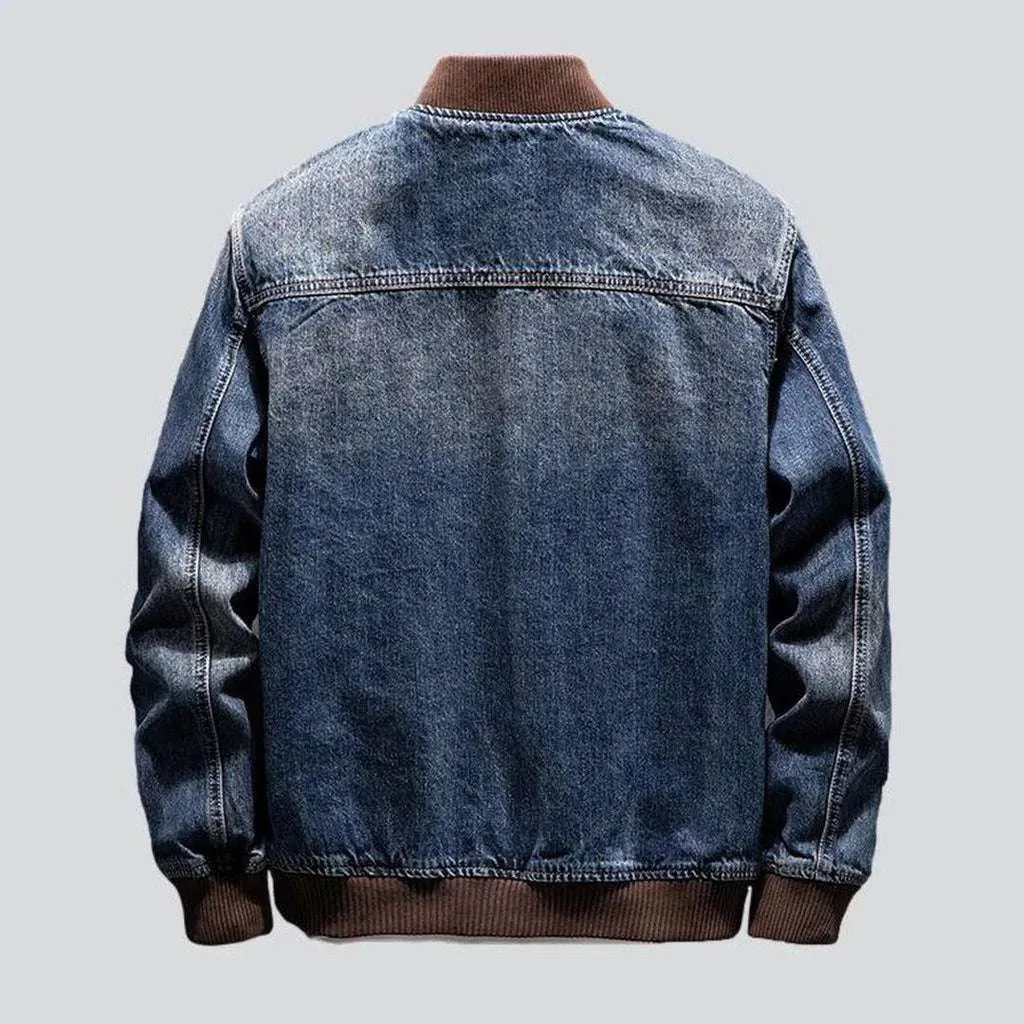 Bleached bomber men's denim jacket