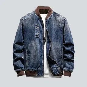 Bleached bomber men's denim jacket