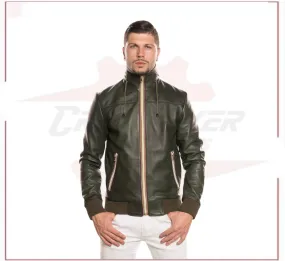 Bomber KiWey - Men’s Bomber Green genuine leather